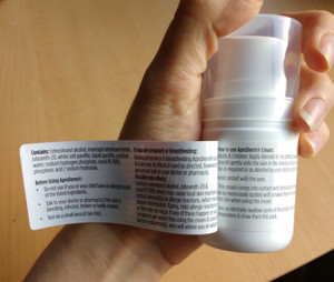 AproDerm Emollient cream sample bottle label